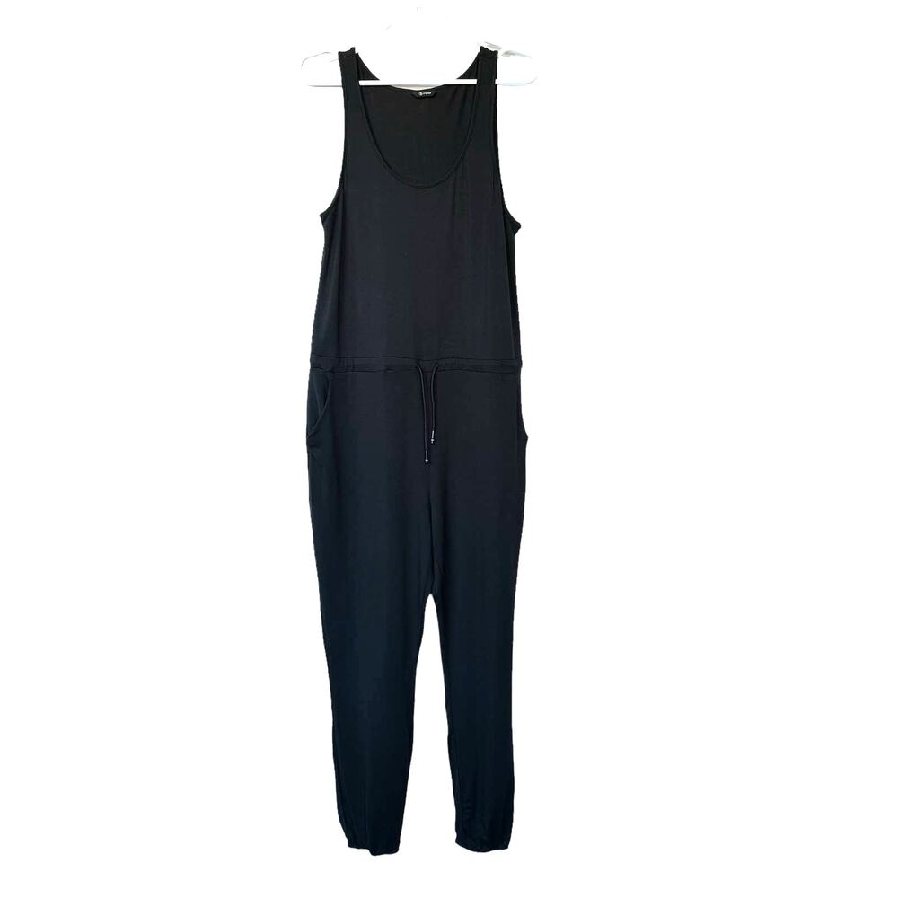MPG Women Jumpsuit Medium Black Tank Sleeveless‎ Drawstring Waist Pockets Casual